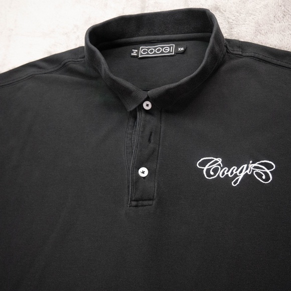 Vintage COOGI Men 2XL XXL Black White Embroidered Logo Polo Short Sleeve Shirt - Picture 2 of 9